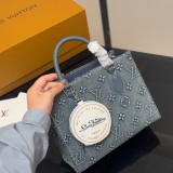Original Onthego Monogram Denim Tote Bag Grey M46871