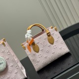 Original Onthego Monogram Denim Tote Bag Pink M14633