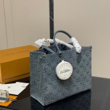 Original Onthego Monogram Denim Tote Bag Grey M46871