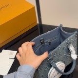 Original Onthego Monogram Denim Tote Bag Grey M46871