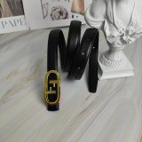 FF O'Lock Slim Leather Belt Black Gold Adjustable