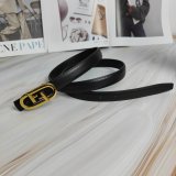 FF O'Lock Slim Leather Belt Black Gold Adjustable