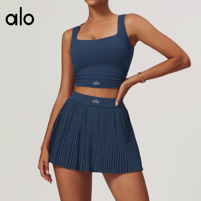5A Set Featuring The Grand Slam Tennis Skirt and Coordinating Square-neck Crop Top