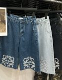 5A Women Anagram Embroidered Denim Shorts Straight-Leg Jean Shorts