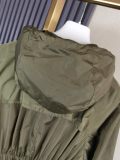 adult autumn women's long hooded windbreaker green