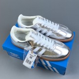 5A Originals Samba OG Silver Metallic Cracked Leather Shoes JR0035