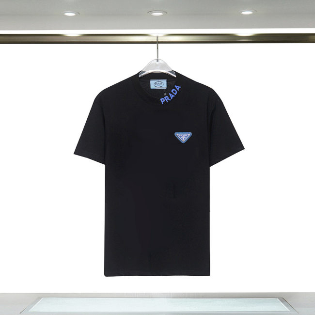 5A Cotton Crew Neck Short Sleeve T-shirt with Blue Neckline Logo  8308