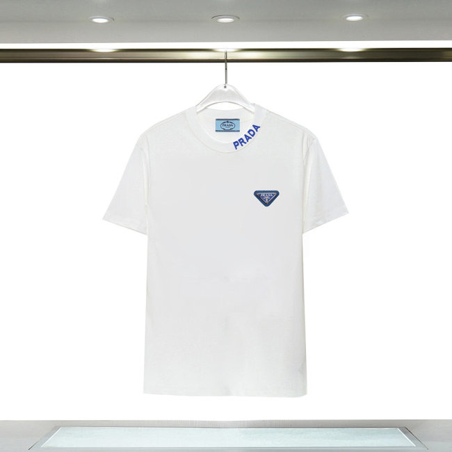 5A Cotton Crew Neck Short Sleeve T-shirt with Blue Neckline Logo  8308