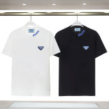 5A Cotton Crew Neck Short Sleeve T-shirt with Blue Neckline Logo  8308