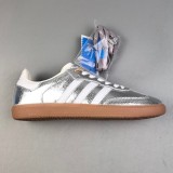 5A Originals Samba OG Silver Metallic Cracked Leather Shoes JR0035