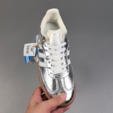 5A Originals Samba OG Silver Metallic Cracked Leather Shoes JR0035