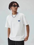 5A Cotton Crew Neck Short Sleeve T-shirt with Blue Neckline Logo  8308