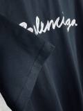 Original Handwritten Logo Oversized T-Shirt Black Cotton Tee with White Script Print