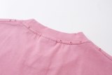 Original Unisex Pink Embroidered Logo Distressed Hem T-Shirt