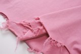 Original Unisex Pink Embroidered Logo Distressed Hem T-Shirt