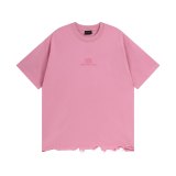 Original Unisex Pink Embroidered Logo Distressed Hem T-Shirt