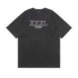 Original XXXL Logo Embroidered T-Shirt Distressed Black Washed Cotton Tee