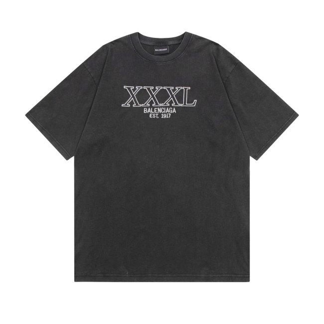 Original XXXL Logo Embroidered T-Shirt Distressed Black Washed Cotton Tee