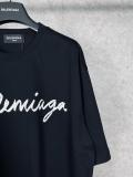 Original Handwritten Logo Oversized T-Shirt Black Cotton Tee with White Script Print