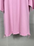 Original Unisex Pink Embroidered Logo Distressed Hem T-Shirt