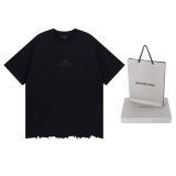 Original Unisex Black Embroidered Logo Distressed Hem T-Shirt