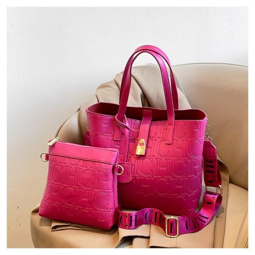 5A Matryoshka Locked Embossed Logo Leather Handbag Women's 2 Piece Tote Bag Set
