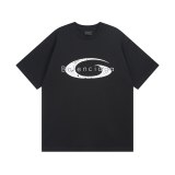 Original Single Ring Logo T-Shirt Black Crackle Print Oversized Tee with Distressed Oval Graphic