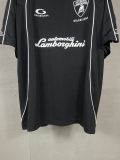 Original Black Racing-Inspired Tee with White Piping Jersey T-Shirt