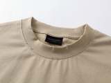 Original 3D Leather Logo T-Shirt Beige Cotton Tee with Raised Black Lettering