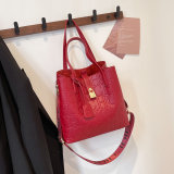 5A Matryoshka Locked Embossed Logo Leather Handbag Women's 2 Piece Tote Bag Set