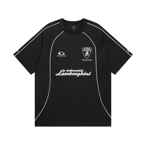 Original Black Racing-Inspired Tee with White Piping Jersey T-Shirt