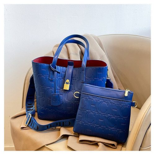 5A Matryoshka Locked Embossed Logo Leather Handbag Women's 2 Piece Tote Bag Set