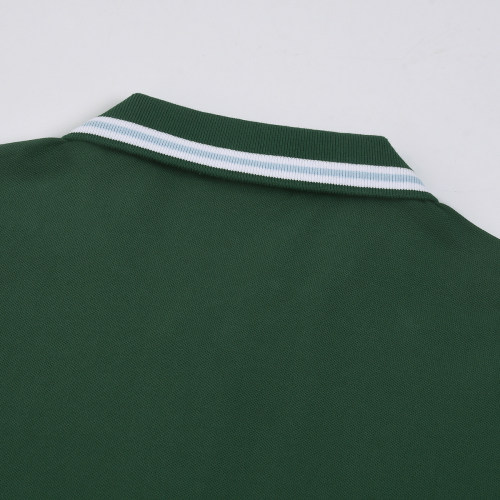Men's Regular Fit White Polo with Green Dual Stripe Tipped Collar & Cuffs