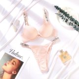 5A Women's Sexy Shine Rhinestone Sparkling Underwear Set