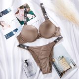 5A Women's Sexy Shine Rhinestone Sparkling Underwear Set