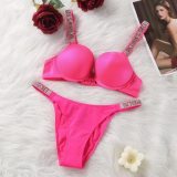 5A Women's Sexy Shine Rhinestone Sparkling Underwear Set