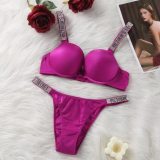 5A Women's Sexy Shine Rhinestone Sparkling Underwear Set
