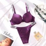 5A Women's Sexy Shine Rhinestone Sparkling Underwear Set