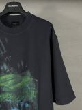 Original Distressed Graphic T-Shirt Oversized Black Tee with Abstract Print