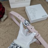 5A Women's Thin Leather Belt with Medusa Buckle