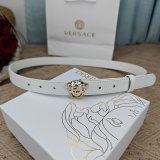 5A Women's Thin Leather Belt with Medusa Buckle