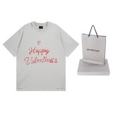 Original Happy Valentine's T-Shirt Washed White Distressed Cotton Tee