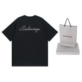Original Rhinestone Script Logo T-Shirt Black Cotton Tee