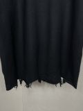 Original 3B Logo Distressed Hem T-Shirt Black Cotton Tee with Raw Edge Detail