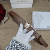 5A Women's Thin Leather Belt with Medusa Buckle