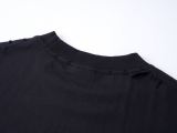Original Black Distressed T-Shirt Cotton Tee with Raw Hem
