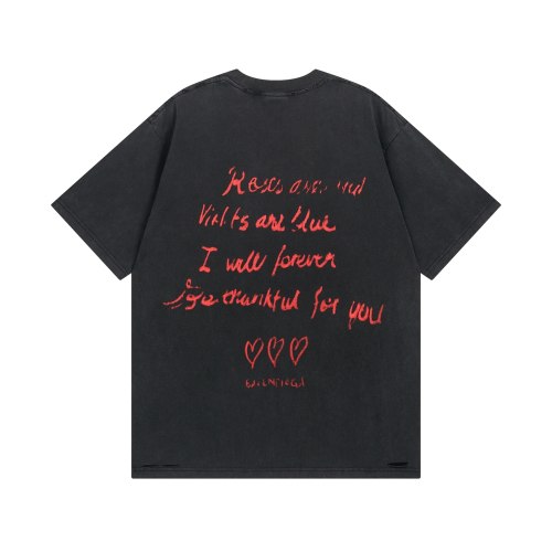Original Happy Valentine's T-Shirt Washed Black Distressed Cotton Tee