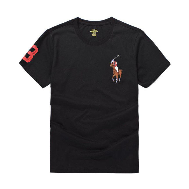 5A  Polo Men's T-Shirt Classic Fit Big Pony Embroidered Short Sleeve Tee with Number 3 on Sleeve