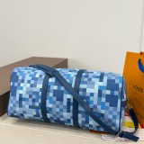Original Keepall 50 Damoflage Blue Pixelated Canvas Travel Bag