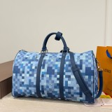 Original Keepall 50 Damoflage Blue Pixelated Canvas Travel Bag